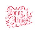 Typography banner red lettering Bonne Annee, means Happy New Year in french language