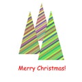 Typography banner stylized striplet colorful christmas tree, Merry Christmas design element