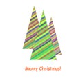 Typography banner stylized striplet colorful christmas tree, Merry Christmas design element