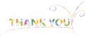Typography banner Thank you. Colorful letters on white, decoration