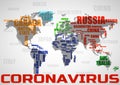 Typography colorful world map with country names.Coronavirus Pandemic. 2019-nCoV Royalty Free Stock Photo