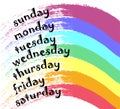 typography with days of the week and rainbow Royalty Free Stock Photo