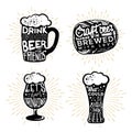 Typography design of beers. Texts in different beer themed objects