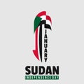 Typography design of number 1 with sudan flag