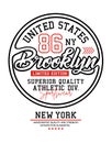 Typography design NY Brooklyn, varsity, for apparels and t-shirt print graphics, Emblem, vectors