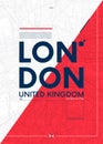 Typography graphics color poster with a map of London, Vector travel illustration