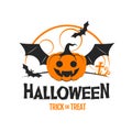 Typography Halloween party poster with jack o lantern. Halloween background