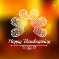 Typography Happy Thanksgiving lettering abstract ornament turkey tail feathers ,autumn blur background Royalty Free Stock Photo