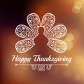 Typography Happy Thanksgiving lettering abstract ornament turkey tail feathers ,autumn blur background Royalty Free Stock Photo