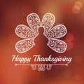 Typography Happy Thanksgiving lettering abstract ornament turkey tail feathers ,autumn blur background Royalty Free Stock Photo