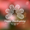 Typography Happy Thanksgiving lettering abstract ornament turkey tail feathers ,autumn blur background Royalty Free Stock Photo