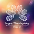 Typography Happy Thanksgiving lettering abstract ornament turkey tail feathers ,autumn blur background Royalty Free Stock Photo