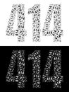 Typography illustration of 414 made from repeating numbers in black and white Royalty Free Stock Photo