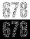 Typography illustration of 678 made from repeating numbers in black and white Royalty Free Stock Photo