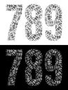 Typography illustration of 789 made from repeating numbers in black and white Royalty Free Stock Photo