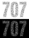 Typography illustration of 707 made from repeating numbers in black and white Royalty Free Stock Photo