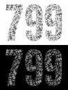Typography illustration of 799 made from repeating numbers in black and white Royalty Free Stock Photo
