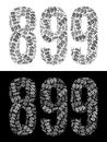 Typography illustration of 899 made from repeating numbers in black and white Royalty Free Stock Photo
