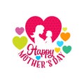 Typography and lettering with design elements and silhouettes for a happy mother`s day