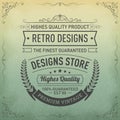 Typography logo design in retro style, Design store, Premium quality. Guaranteed vintage label