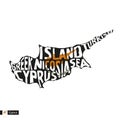 Typography map silhouette of Cyprus in black and flag colors