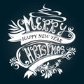 Typography Merry Christmas white design symbol