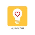 Typography slogan. Icon - light bulb with a heart. Vector illustration