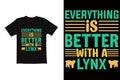 typography t shirt graphic. t shirt design vector animal lynx