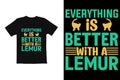 typography t shirt graphic. t shirt design vector animal lemur