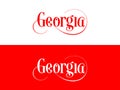 Typography of The USA Georgia States Handwritten Illustration on Official U.S. State Colors