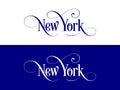 Typography of The USA New York States Handwritten Illustration on Official U.S. State Colors