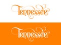 Typography of The USA Tennessee States Handwritten Illustration on Official U.S. State Colors