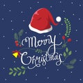 Typography and Vintage flower for christmas day Royalty Free Stock Photo
