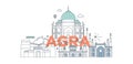 Agra culture travel set vector illustration