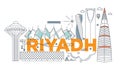 Typography word Riyadh branding technology concept