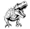 Tyrannosaur dinosaur hand drawn sketch. Vector . Carnivorous dinosaur