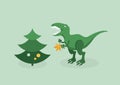 T rex Christmas trouble vector