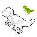 Tyrannosaurus coloring book. Dinosaur isometric style. Prehistoric monster linear style. Cute dino. Ancient reptiles of Jurassic