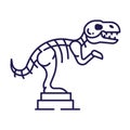 Tyrannosaurus Dino Skeleton Icon in Line Art Royalty Free Stock Photo