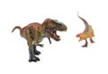 Tyrannosaurus in front of carnotaurus on white