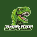 tyrannosaurus rex animal wild head with raptors lettering