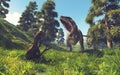 Tyrannosaurus rex dinosaur attack oviraptor