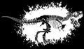 dinosaur skeleton in white line on black background Royalty Free Stock Photo