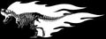 Tyrannosaurus Rex dinosaur skeleton in white line on black background Royalty Free Stock Photo