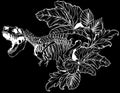 Tyrannosaurus Rex skeleton in white line on black background Royalty Free Stock Photo