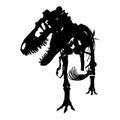 Tyrannosaurus Rex skeleton . Silhouette vector . front view Royalty Free Stock Photo