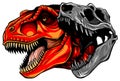 Tyrannosaurus rex skull fossil vector illustration design