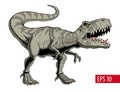 Tyrannosaurus rex or t rex dinosaur isolated on white. Vector illustration.