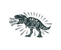 Tyrannosaurus Rex typography out of words, retro and vintage style, print for T-shirt and logo design. Dinosaur, animals, wildlife