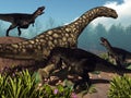 Tyrannotitan attacking an argentinosaurus dinosaur - 3D render
